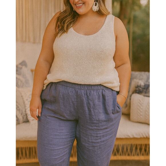 J.Jill Pure Jill 100% Linen Blue Crop Casual Pants Sz 2X Classic Boho Lagenlook - Picture 1 of 9